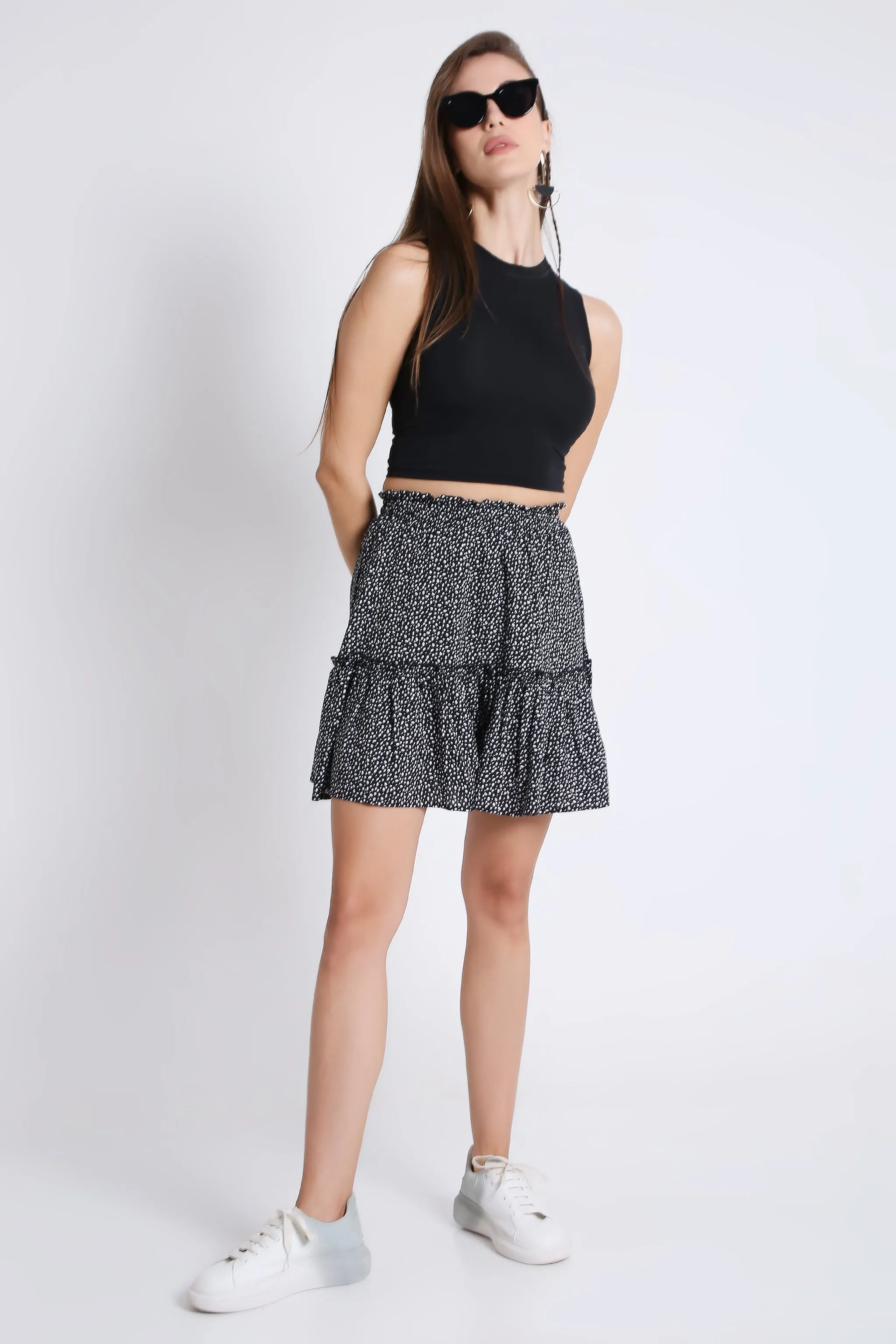 Mini Flared Black Skirt French Theory