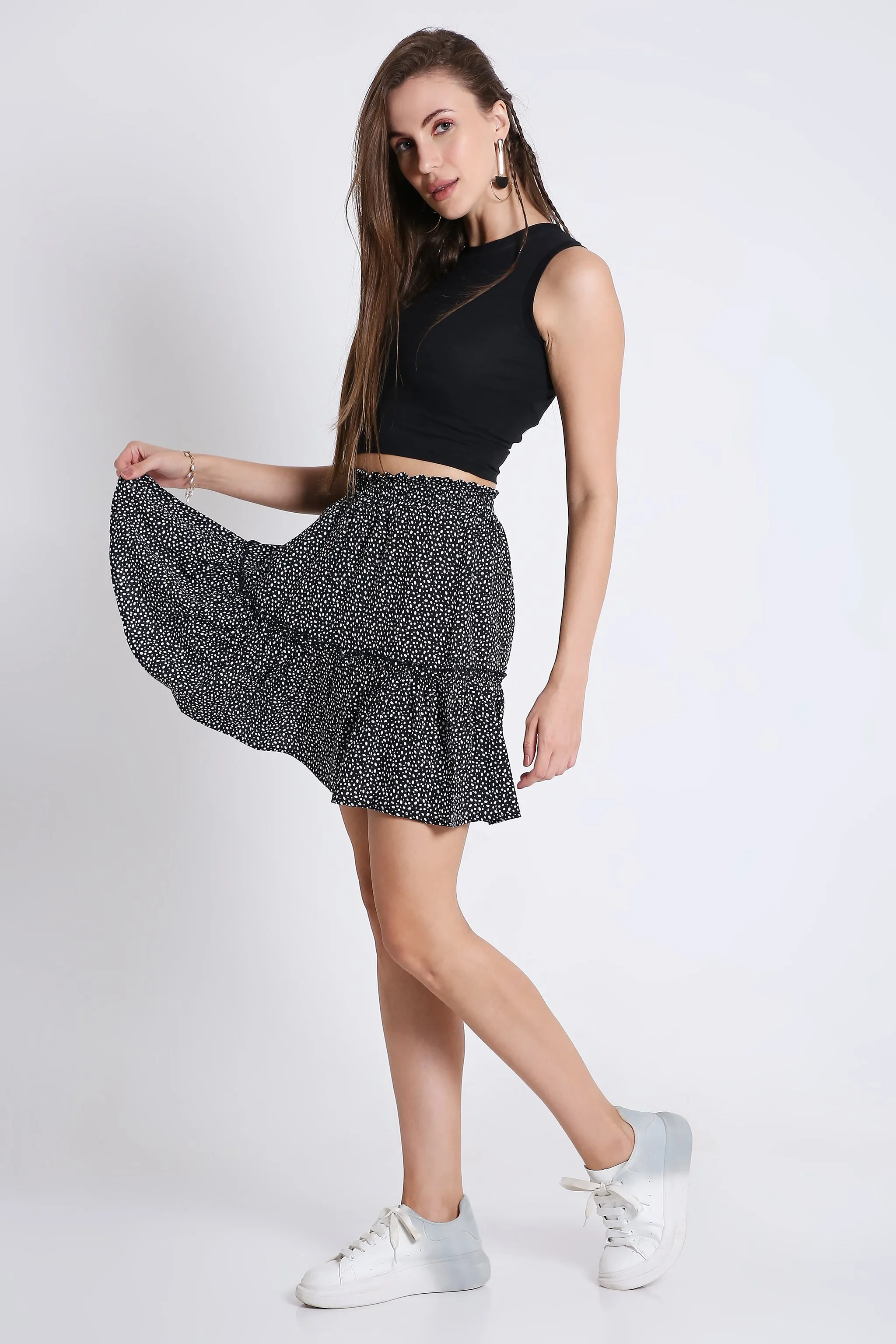Mini Flared Black Skirt French Theory