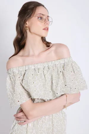 Off-Shoulder Summer Striped playsuit French Theory