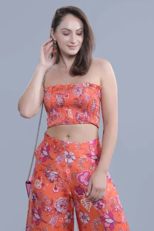 Orange Printed Bandeau Top French Theory
