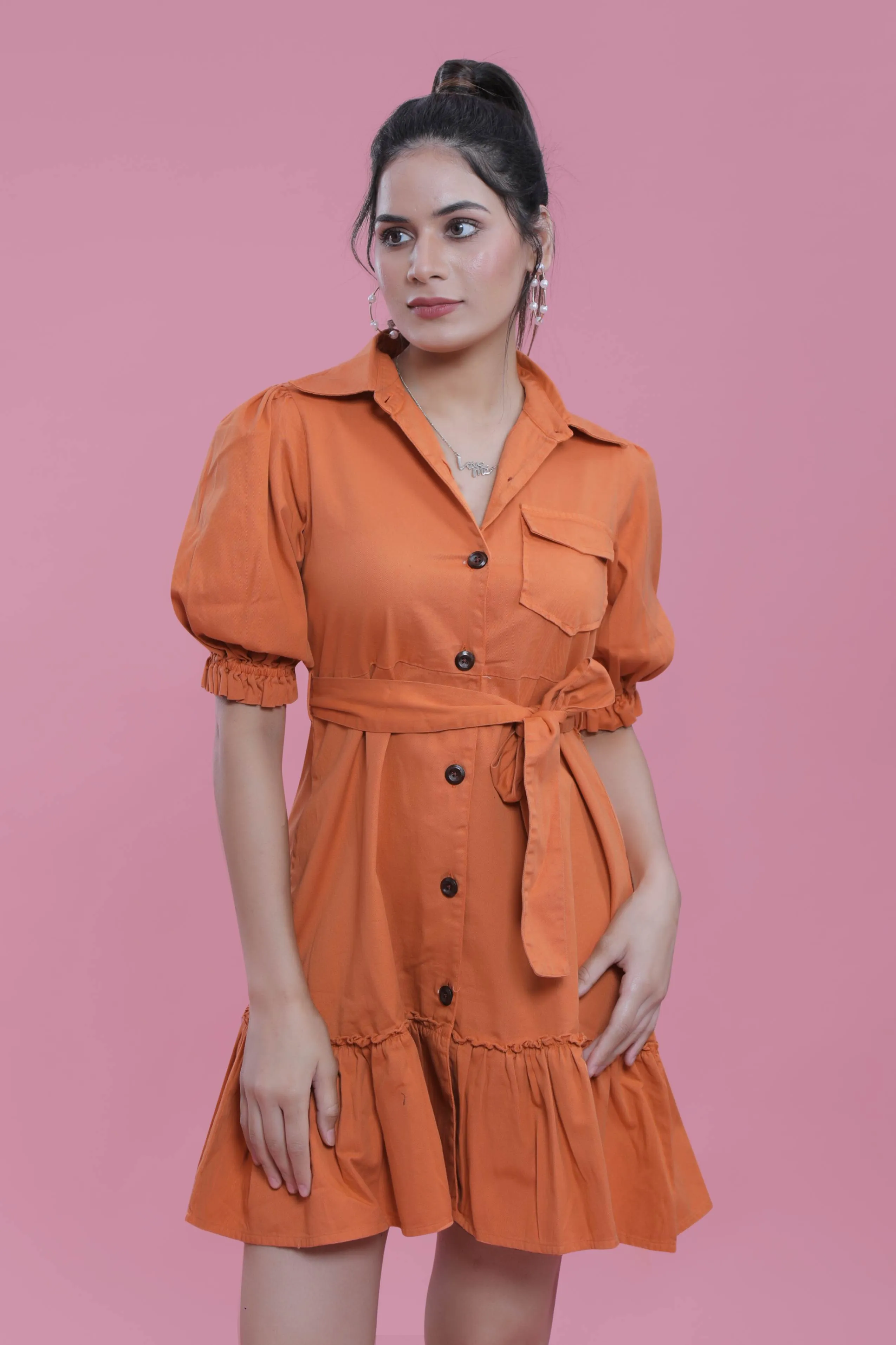 Overdyed A-Line Orange Dress French Theory