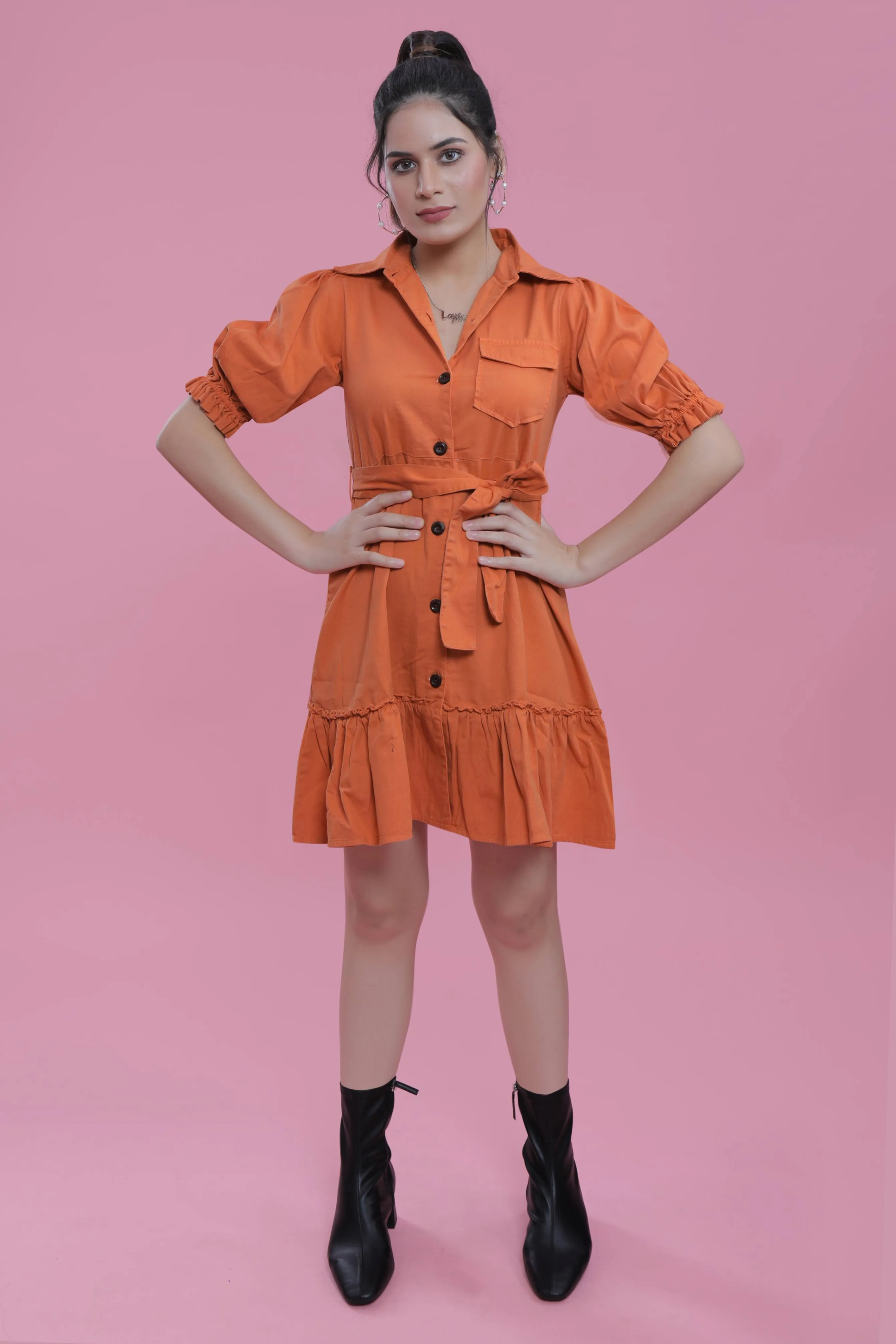 Overdyed A-Line Orange Dress French Theory