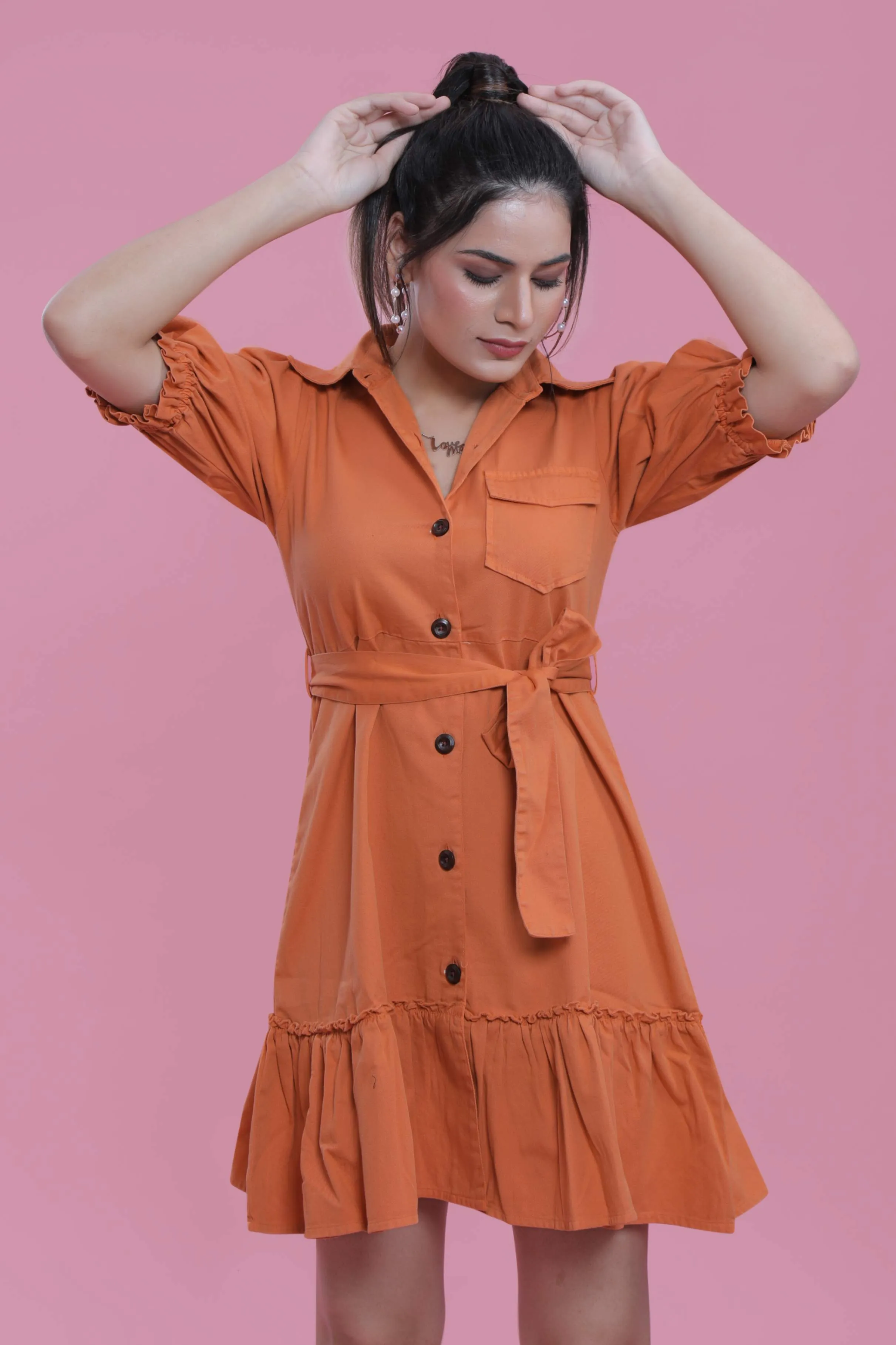 Overdyed A-Line Orange Dress French Theory