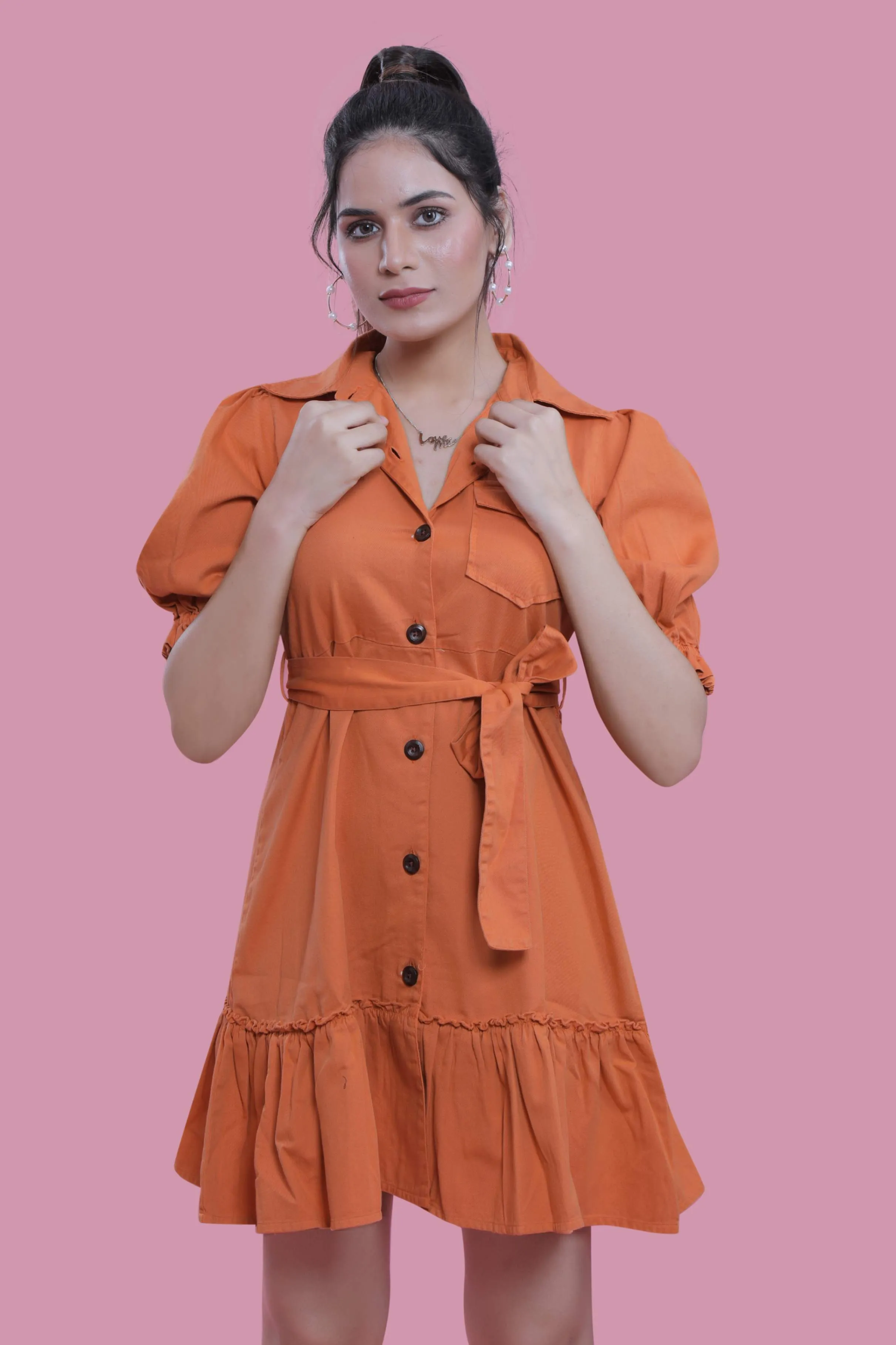 Overdyed A-Line Orange Dress French Theory