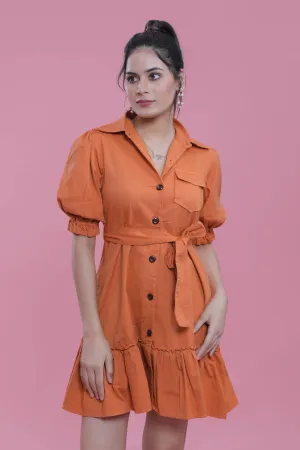 Overdyed A-Line Orange Dress French Theory