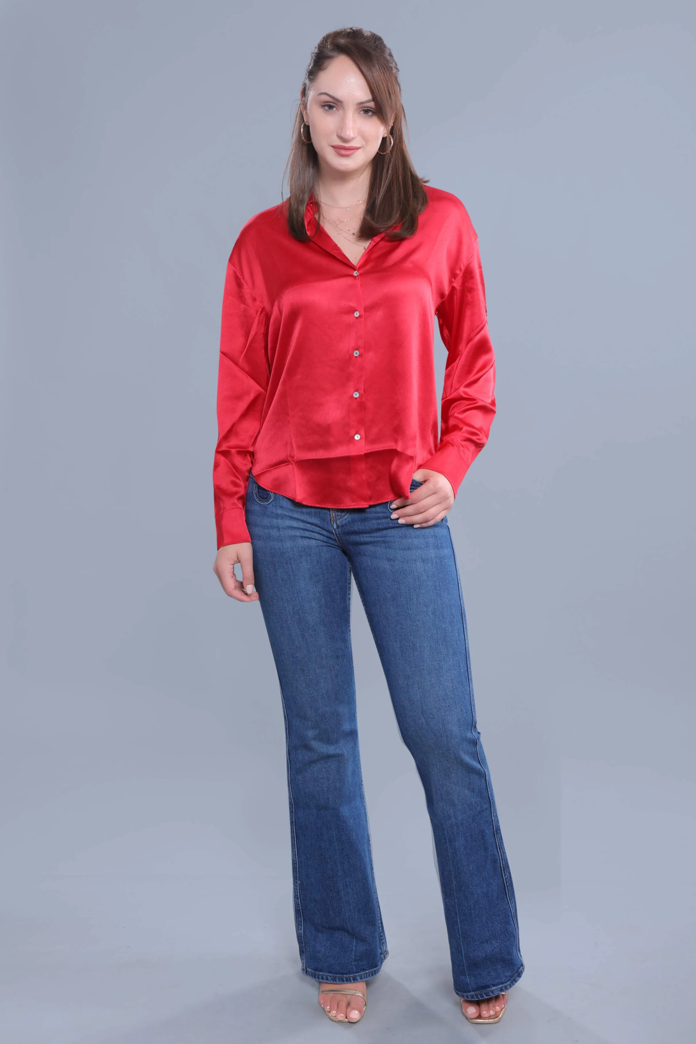 Oversized Red Satin Shirt French Theory