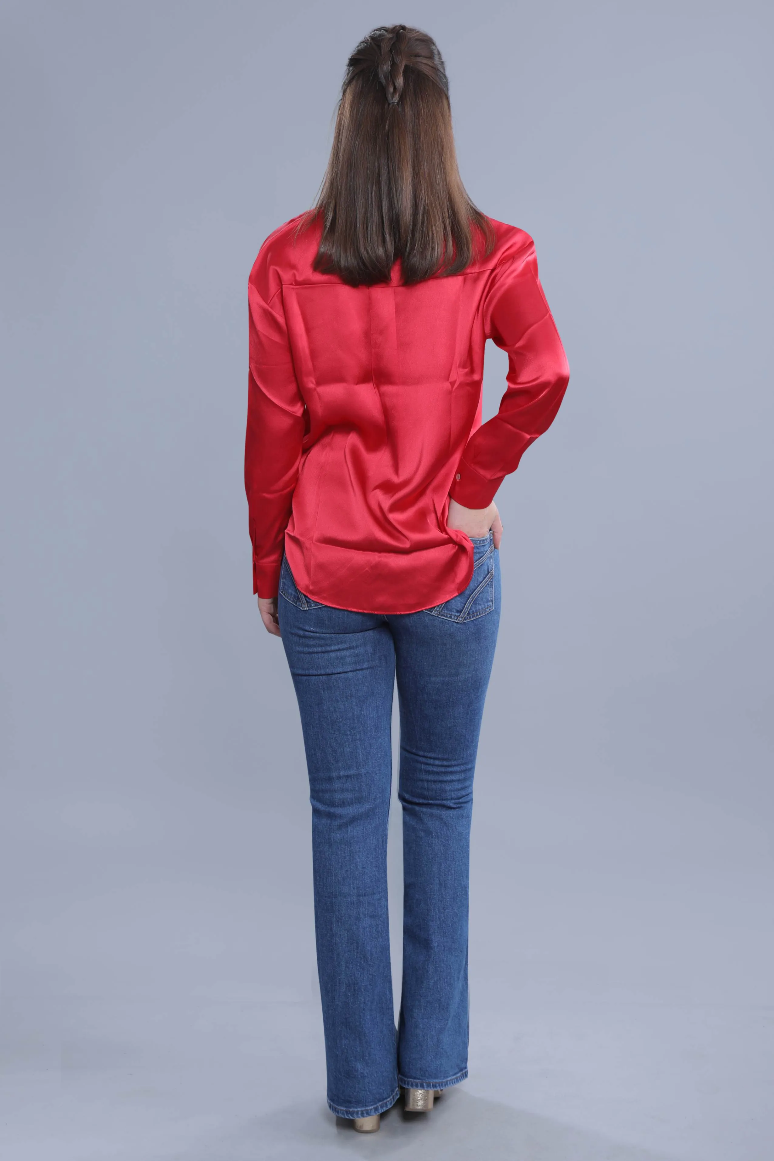 Oversized Red Satin Shirt French Theory
