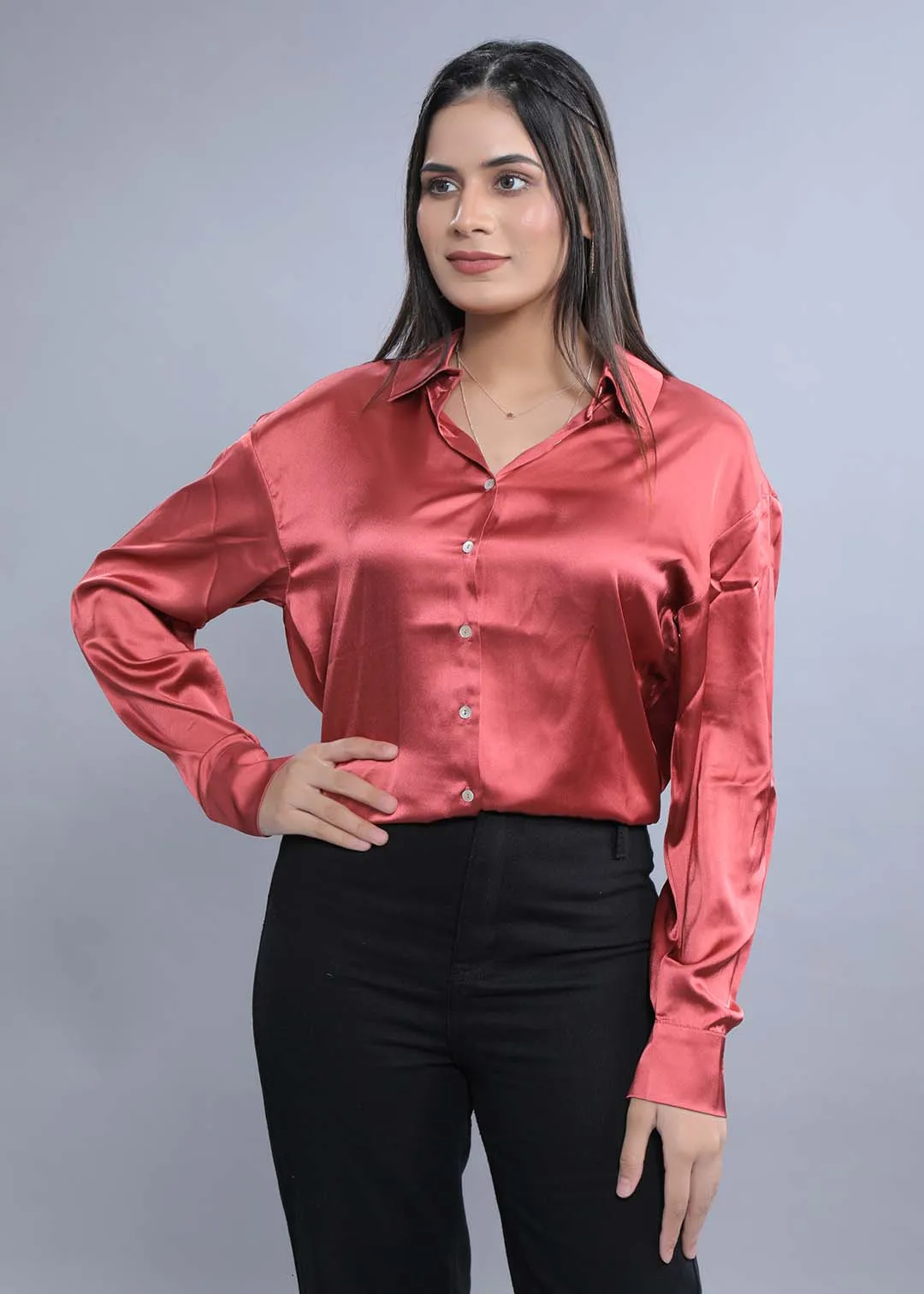Oversized Red Satin Shirt French Theory