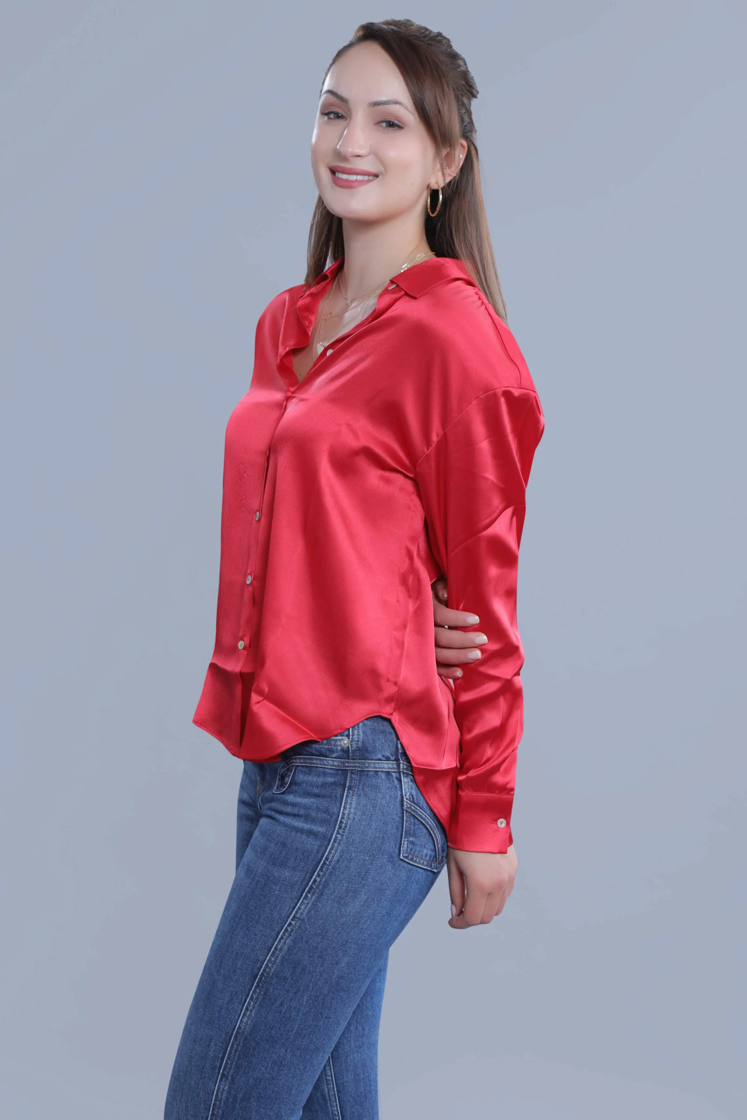 Oversized Red Satin Shirt French Theory