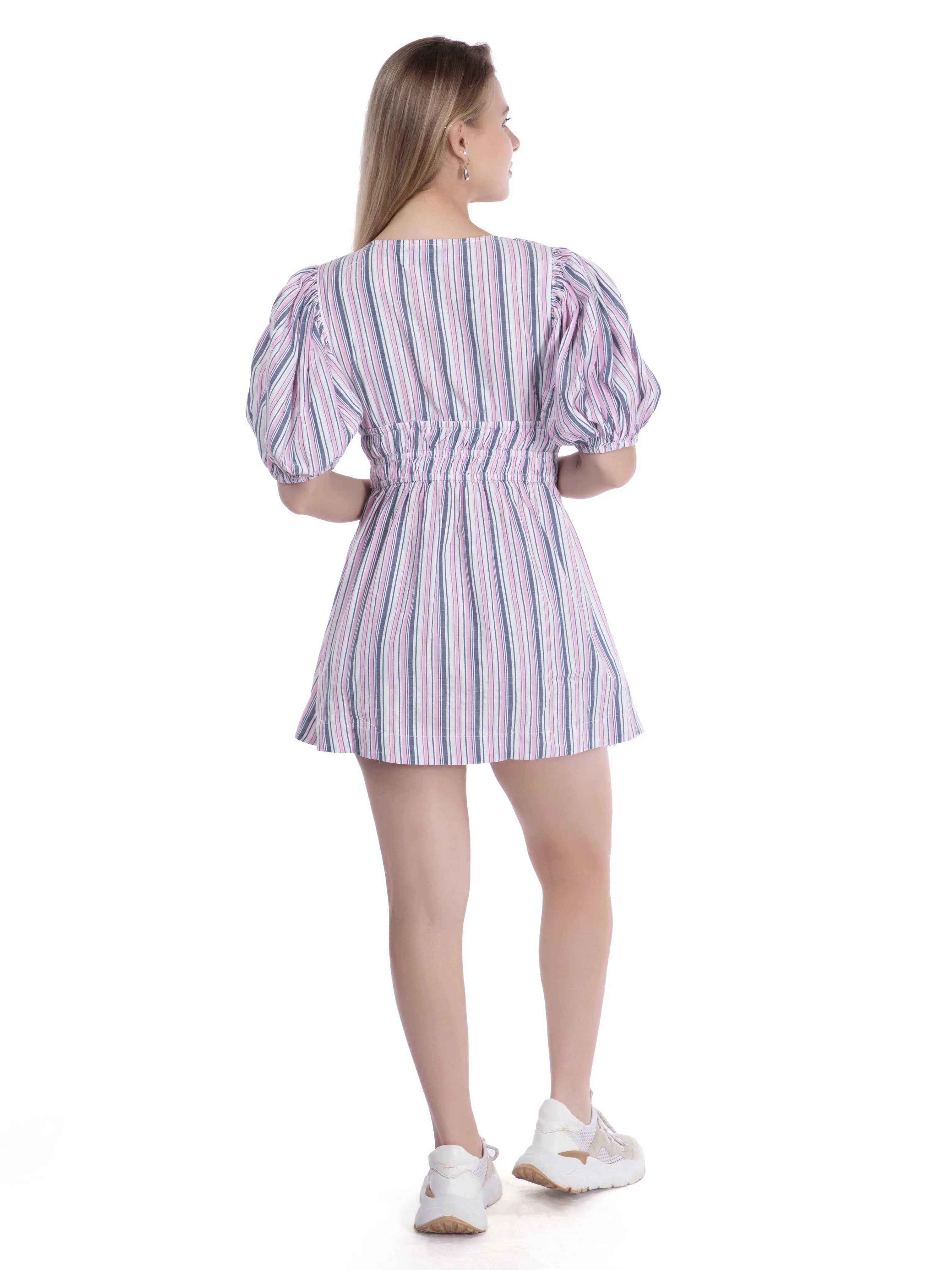 Pink & Gray Fit and Flare Dress French Theory