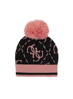 Pink and Black Logo Beanie Guess