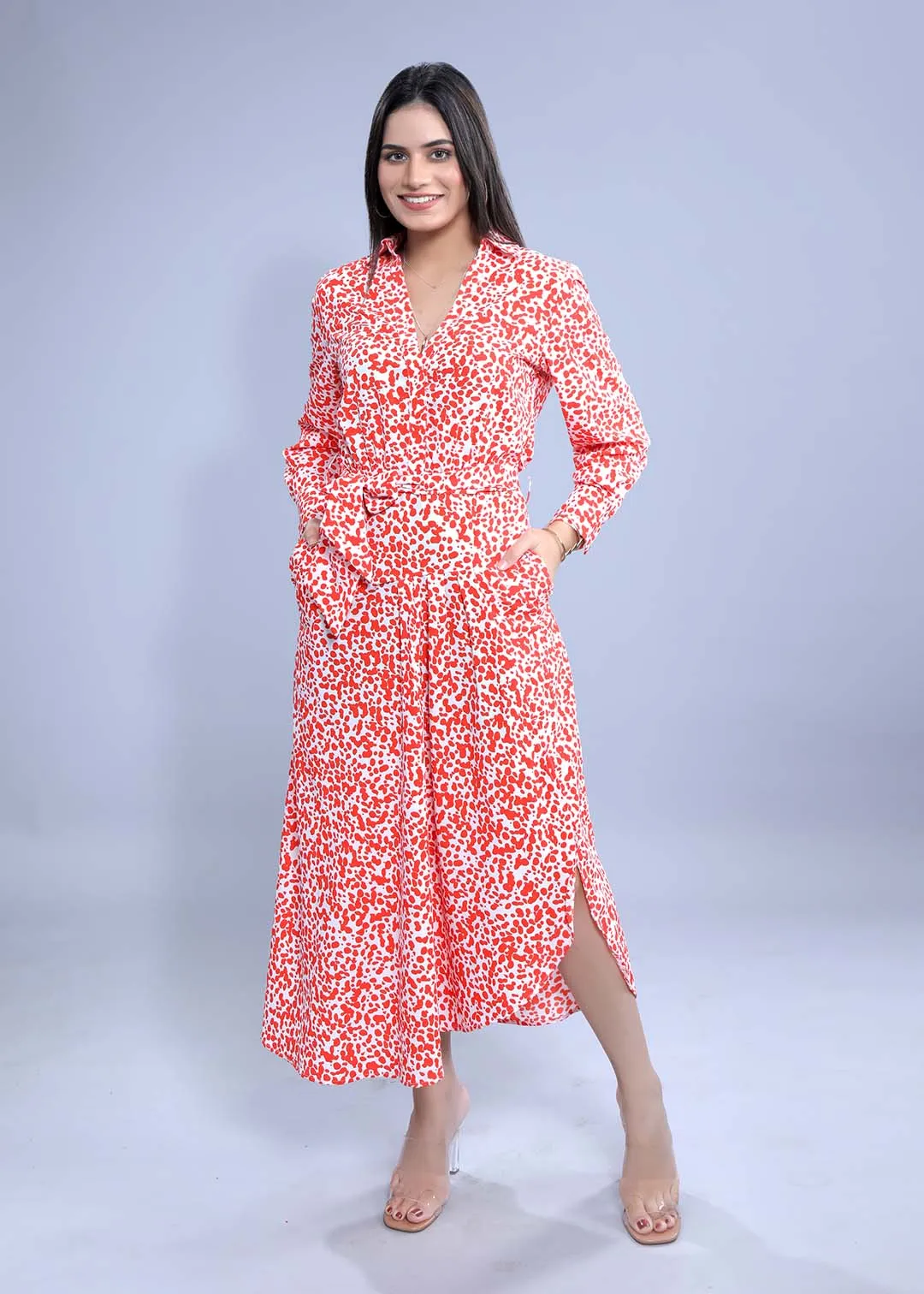 Printed A-Line Long Sleeve Dress French Theory