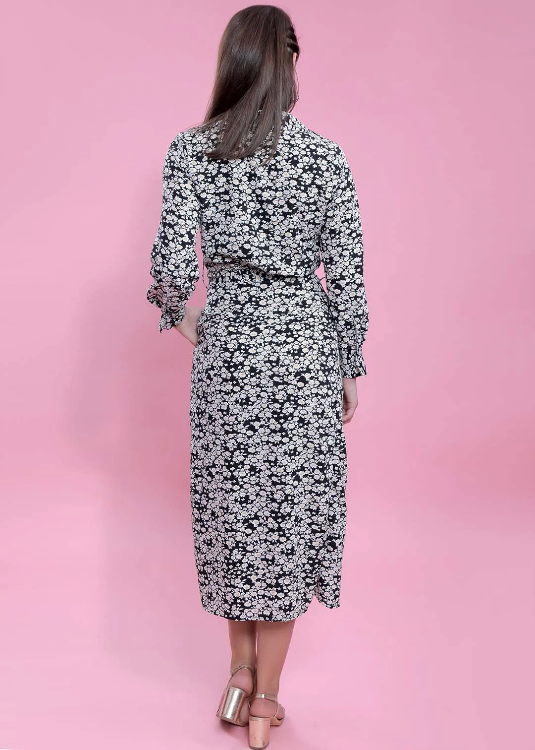 Printed A-Line Long Sleeve Dress French Theory
