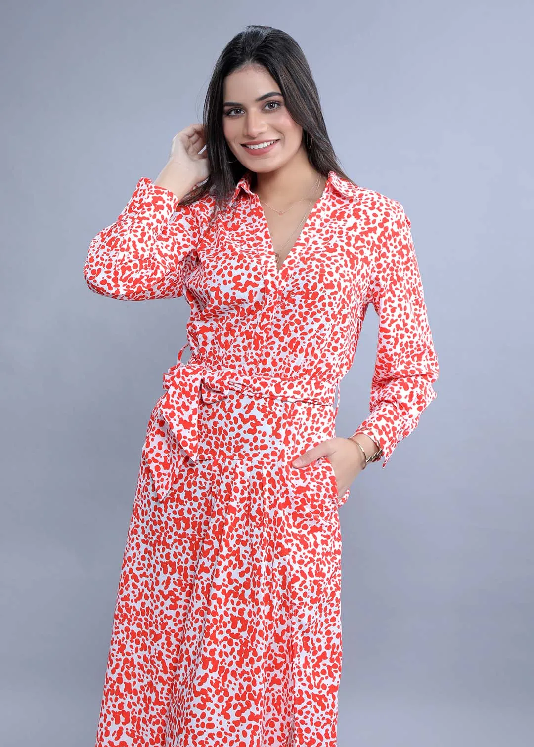 Printed A-Line Long Sleeve Dress French Theory