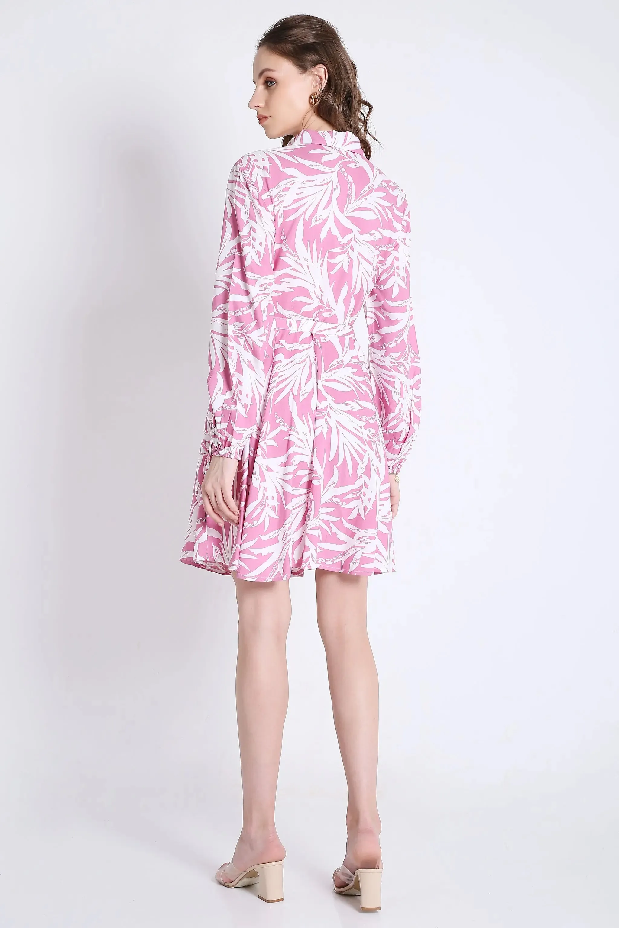 Printed & Flared Long Sleeve Dress French Theory