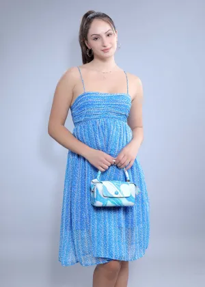 Printed Gathered Chiffon Dress French Theory