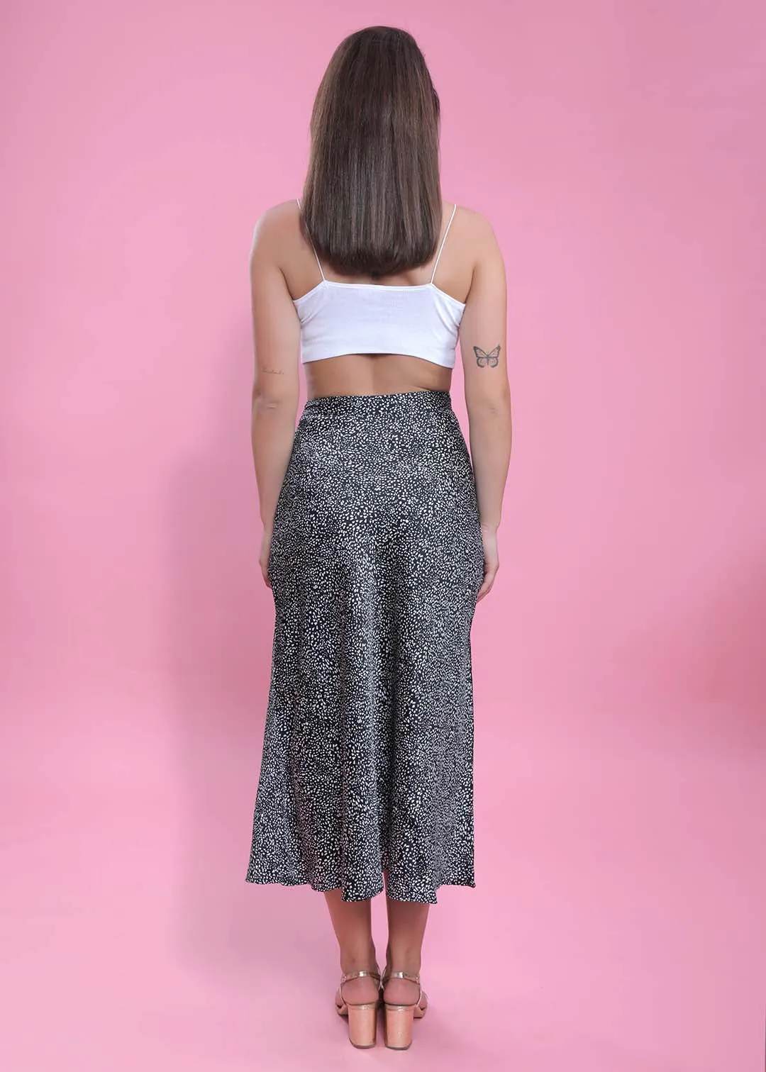 Printed Long Satin Skirt French Theory