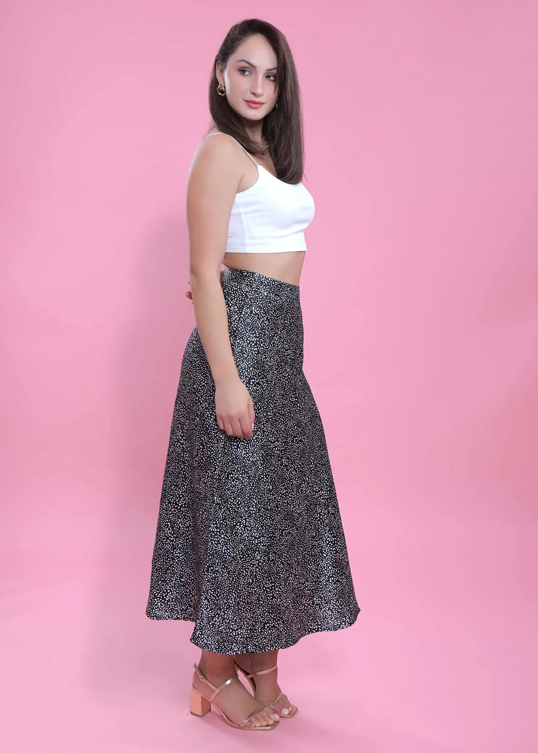 Printed Long Satin Skirt French Theory