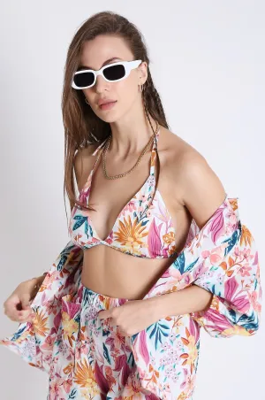 Printed Pink Floral Bikini Top French Theory