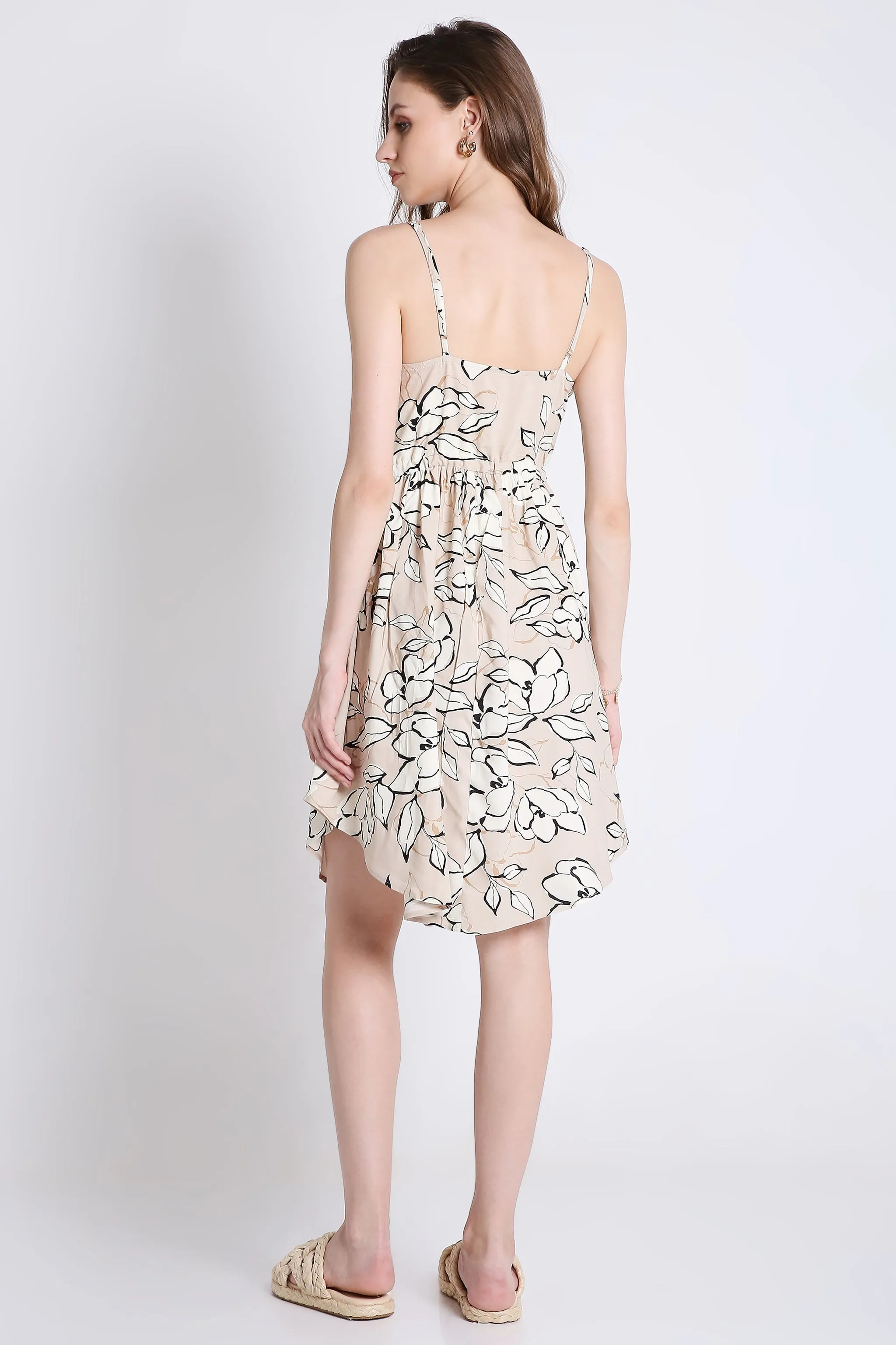 Printed Short Cowl Neck Summer Dress French Theory