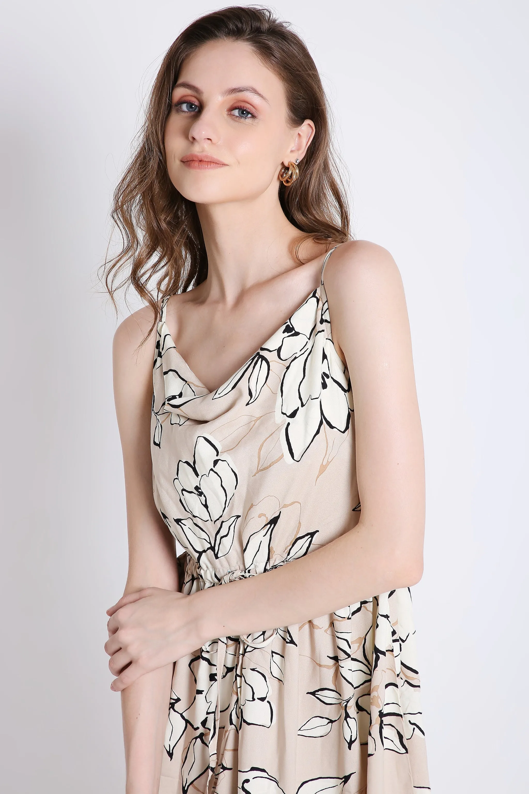 Printed Short Cowl Neck Summer Dress French Theory