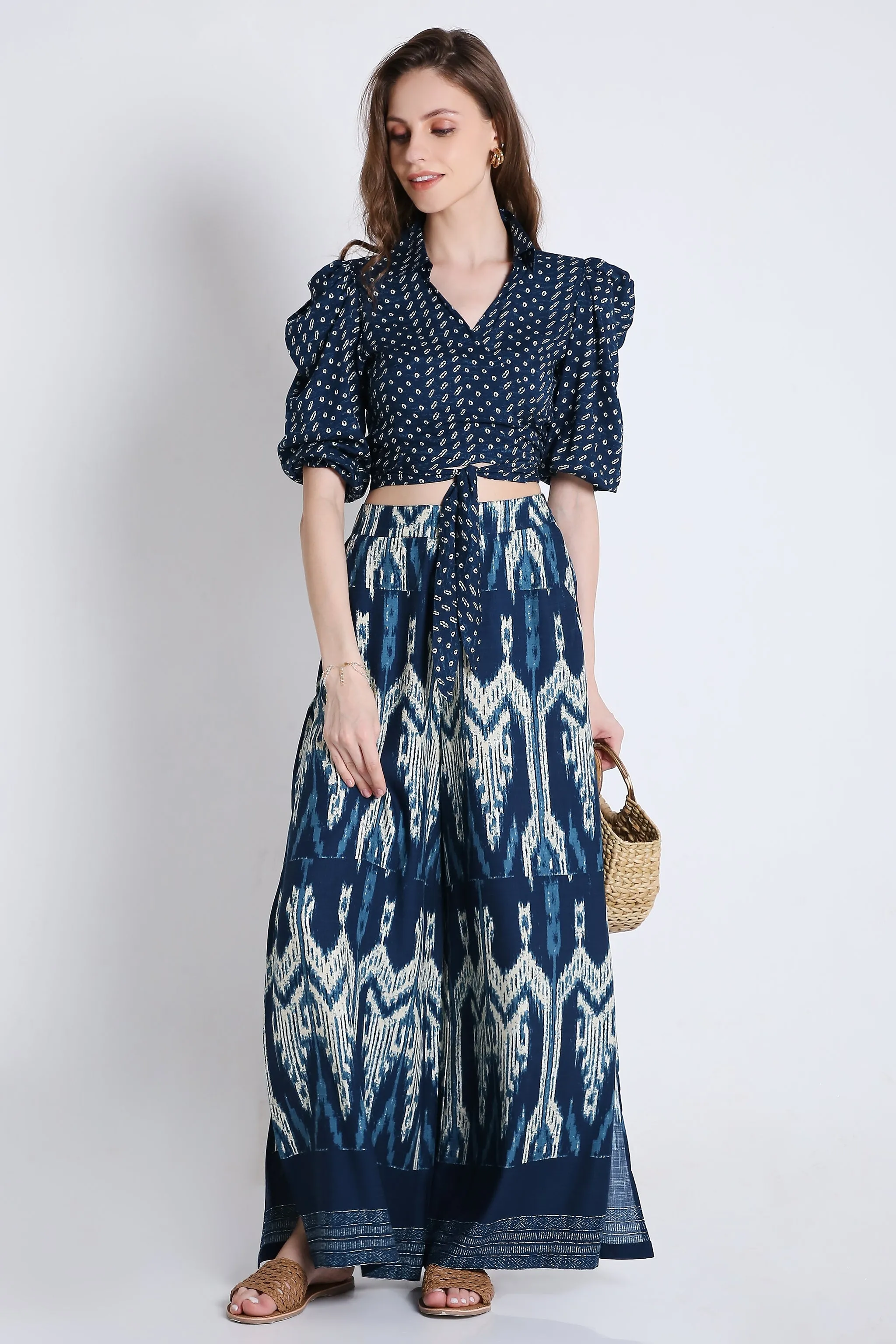 Puff Sleeve Wrap Crop Top French Theory