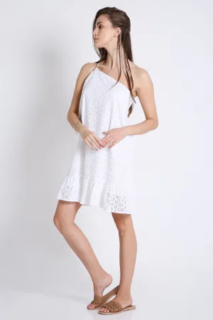Schffli Embroidered Oblique Shoulder Mini Dress French Theory