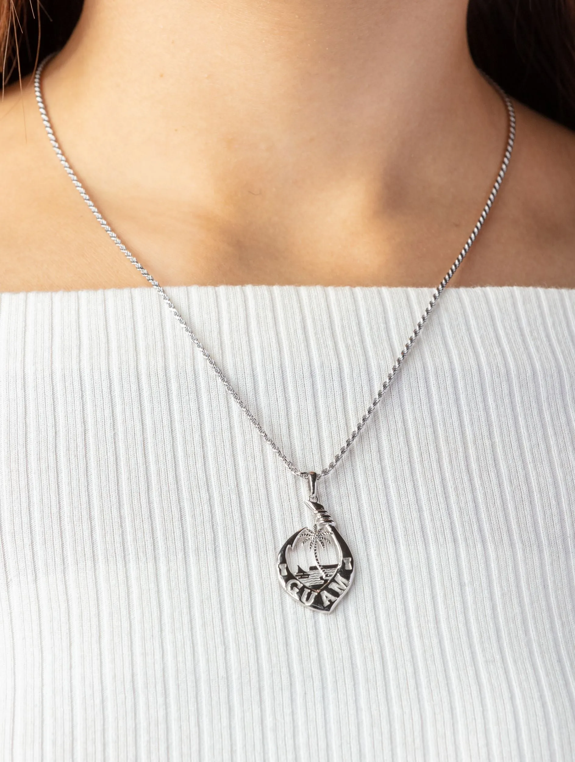 Silver Guam Seal Fish Hook Pendant VINCE