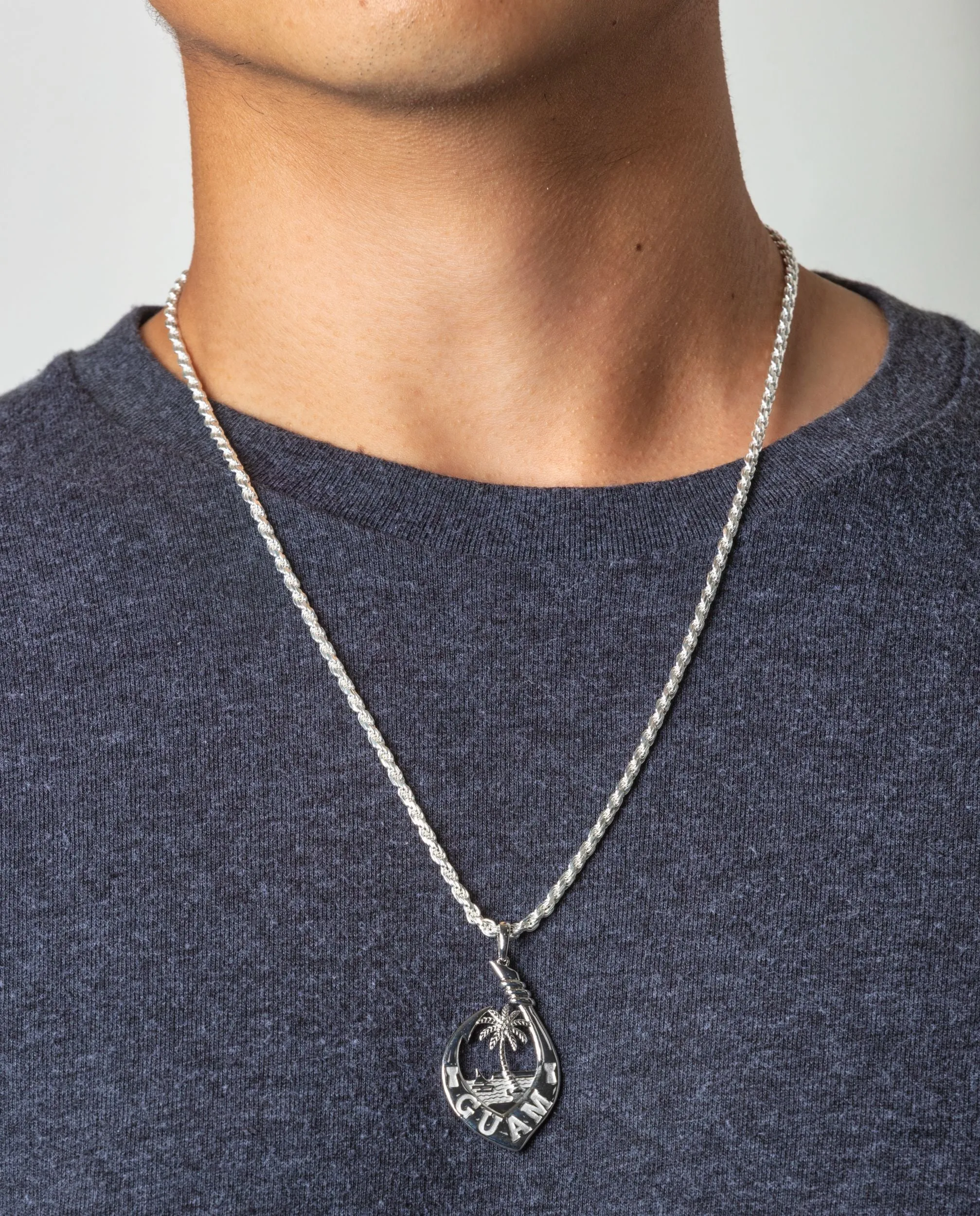 Silver Guam Seal Fish Hook Pendant VINCE