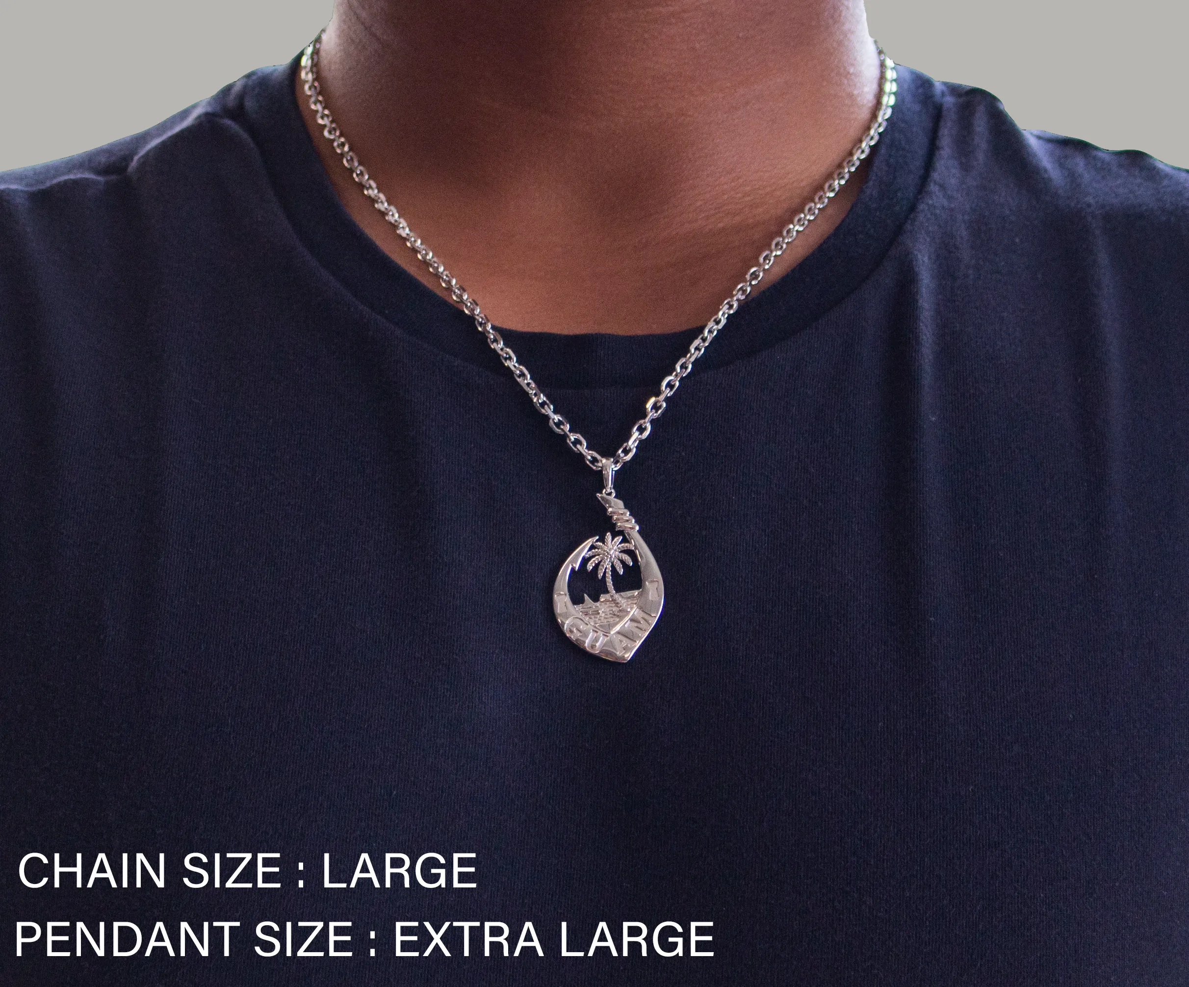 Silver Guam Seal Fish Hook Pendant VINCE