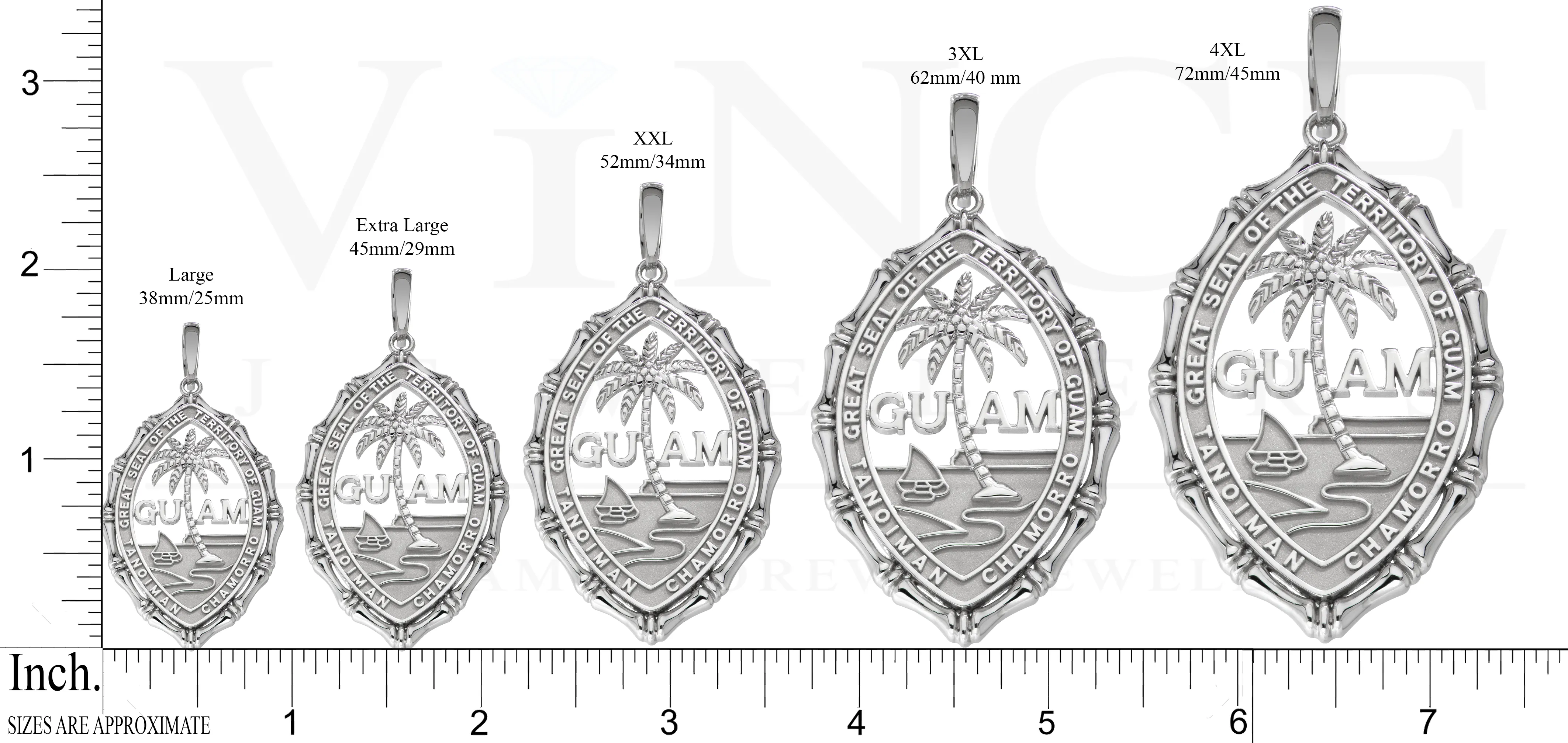Silver Guam Seal Territory Bamboo Pendant VINCE