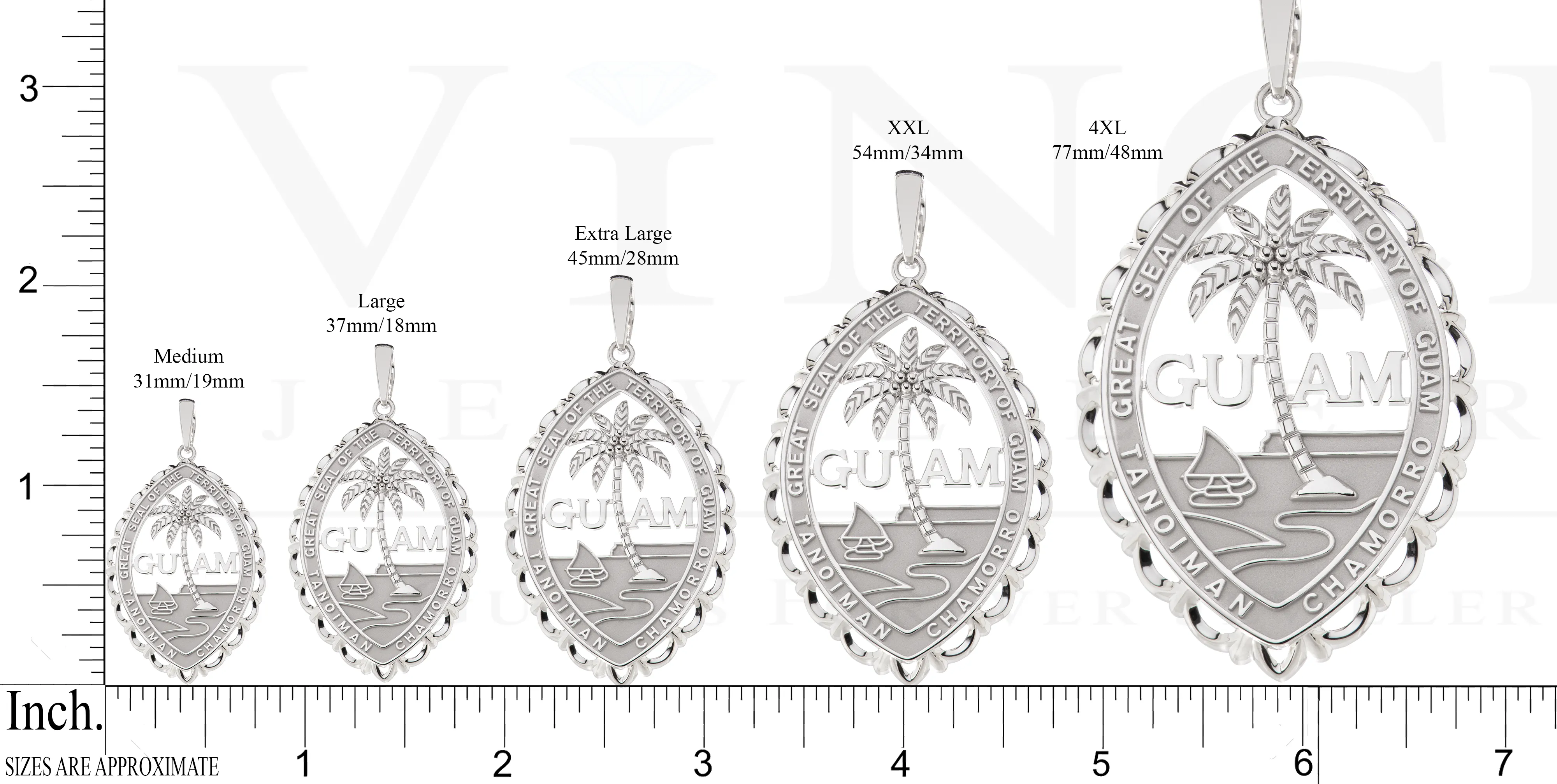 Silver Guam Seal Territory Wave Pendant VINCE