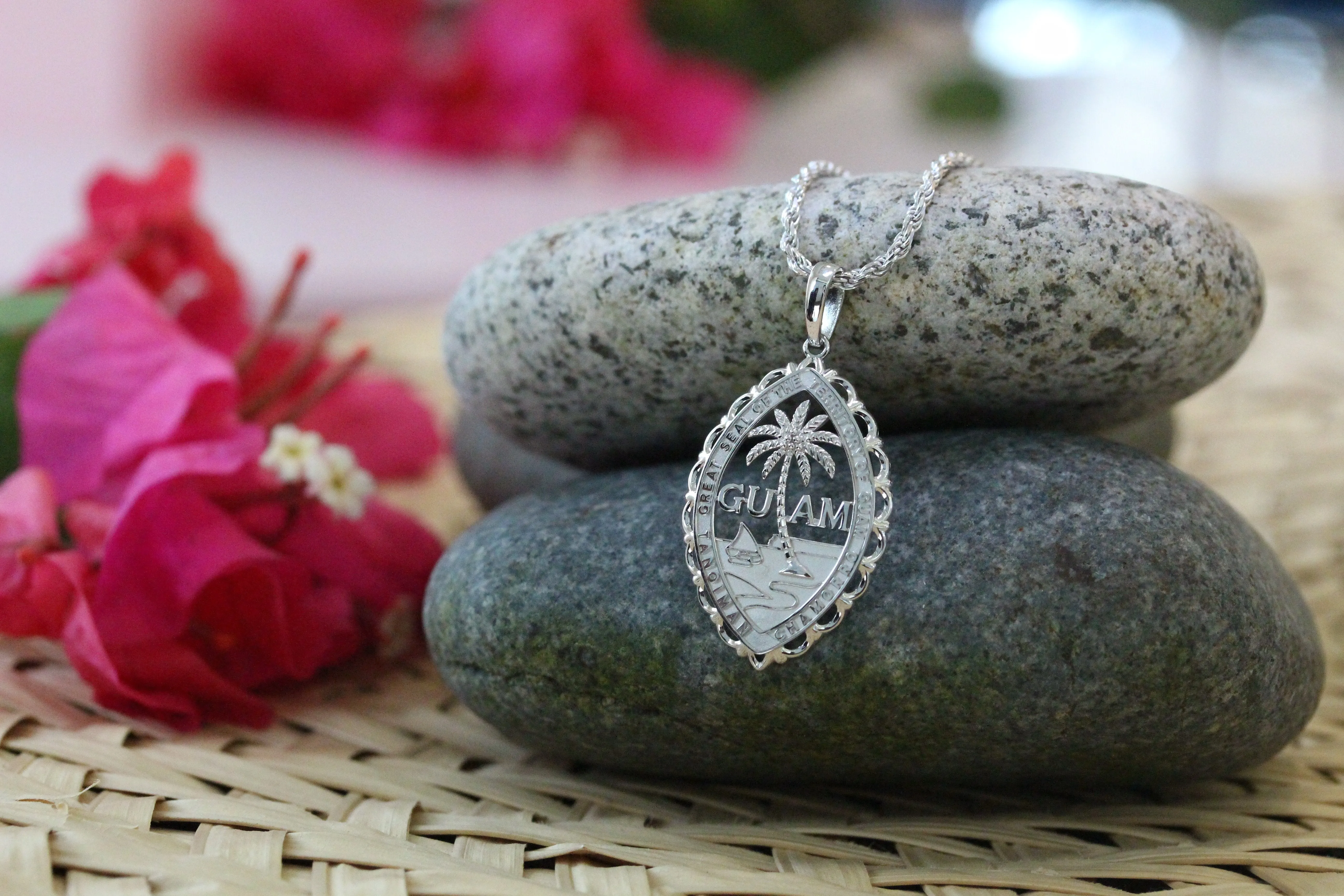 Silver Guam Seal Territory Wave Pendant VINCE