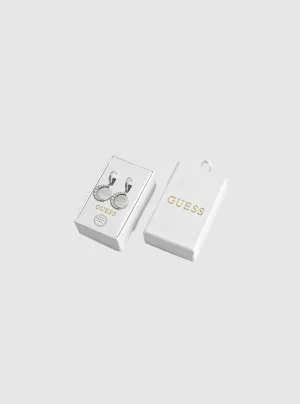 Silver Round Logo Earrings Guess