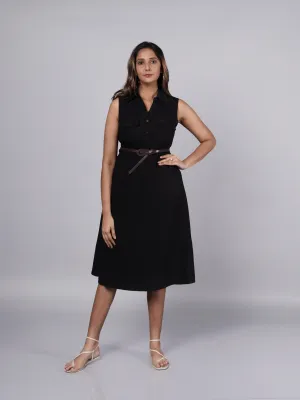 Sleeveless A-Line Black Shirt Dress French Theory