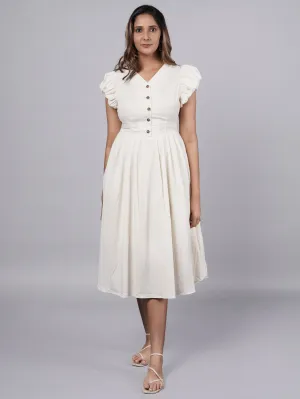 Sunny Yellow A-Line Puff Sleeve Dress French Theory