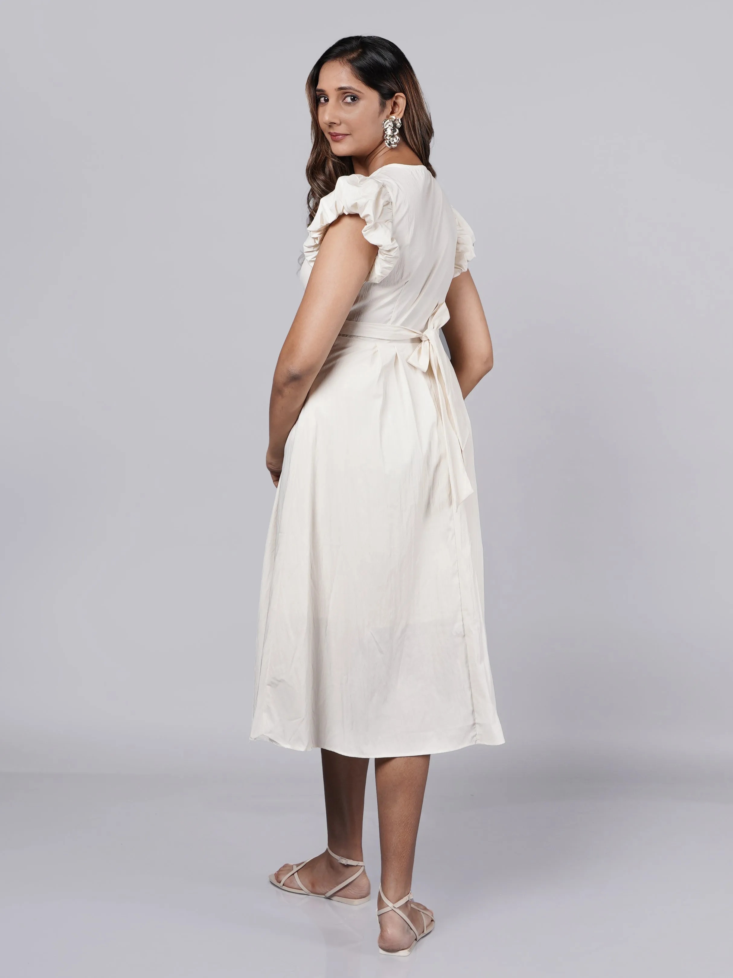 Sunny Yellow A-Line Puff Sleeve Dress French Theory