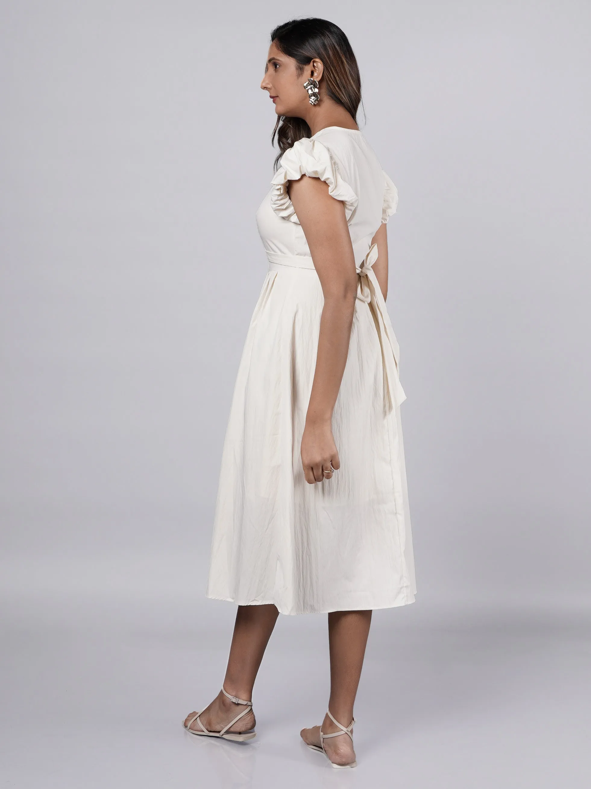 Sunny Yellow A-Line Puff Sleeve Dress French Theory