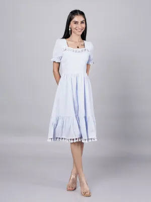 Vintage Blue Boho A-Line Dress French Theory