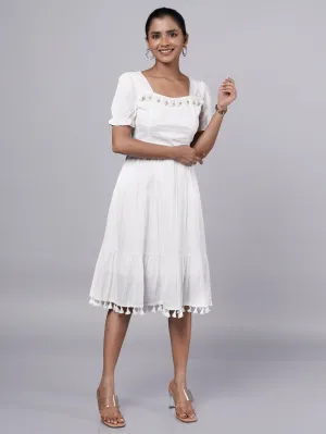 Vintage White Boho A-Line Dress French Theory
