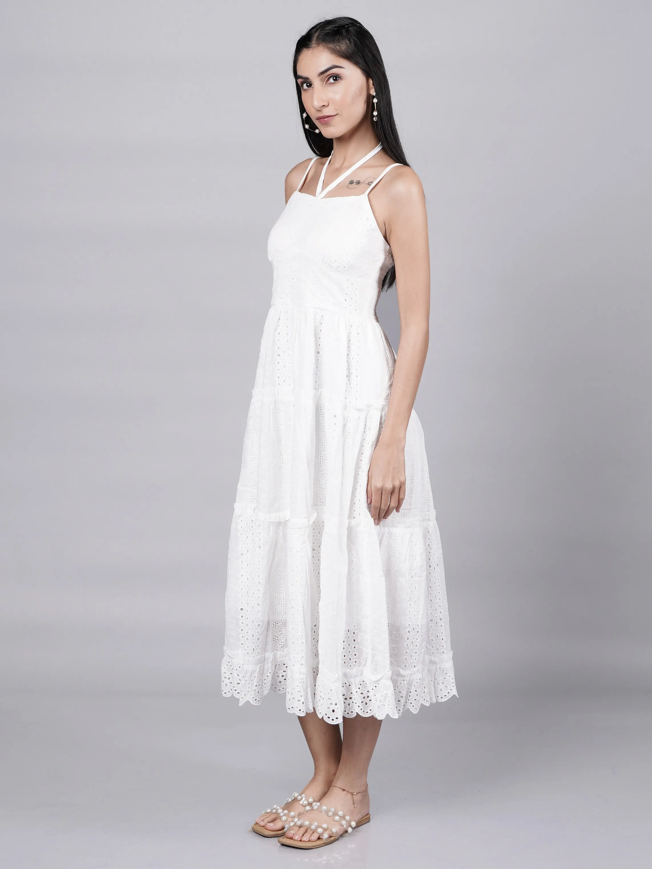 Vintage White Slip Dress With English Embroidery French Theory