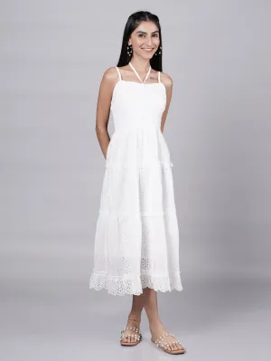 Vintage White Slip Dress With English Embroidery French Theory
