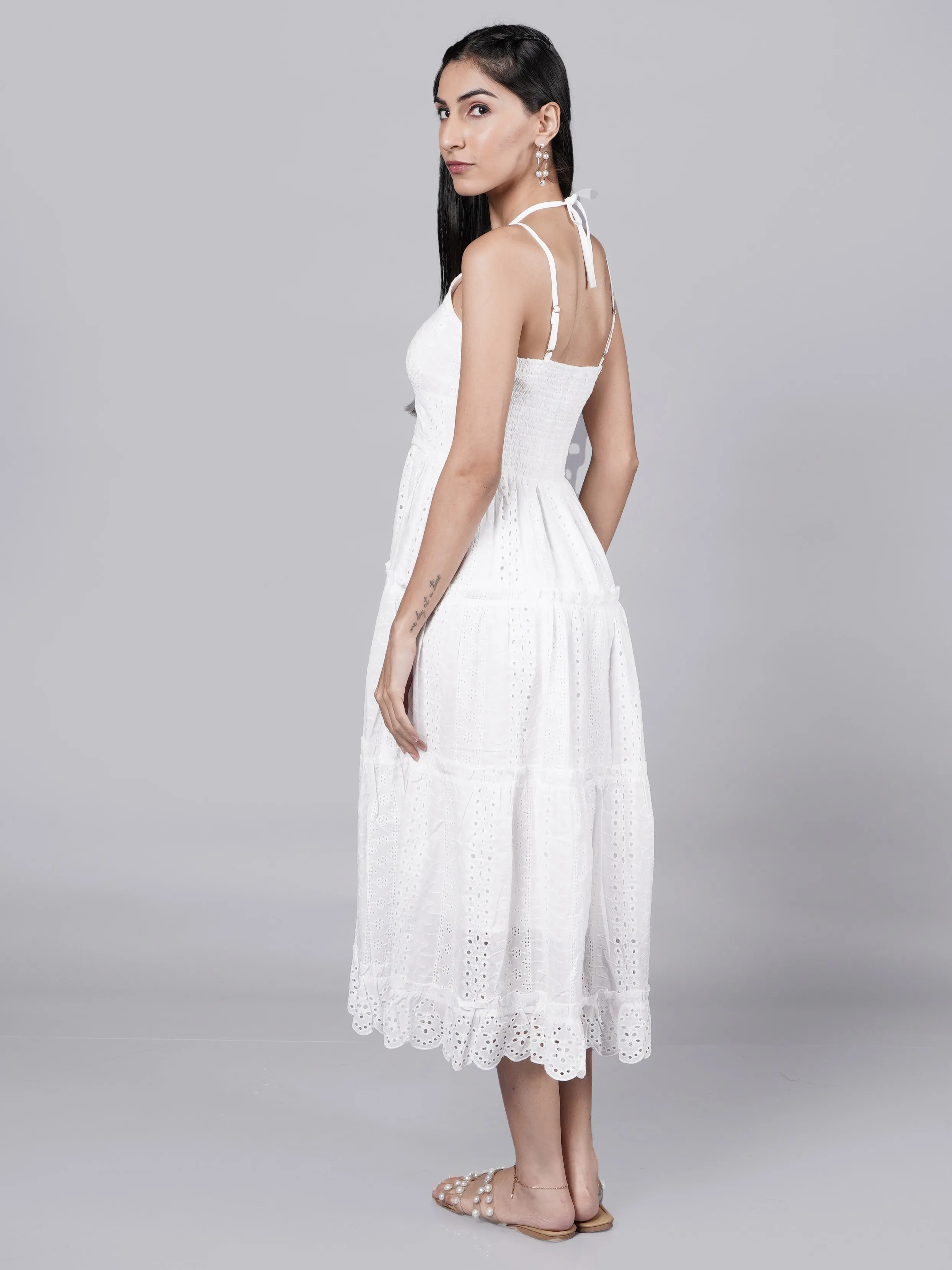 Vintage White Slip Dress With English Embroidery French Theory