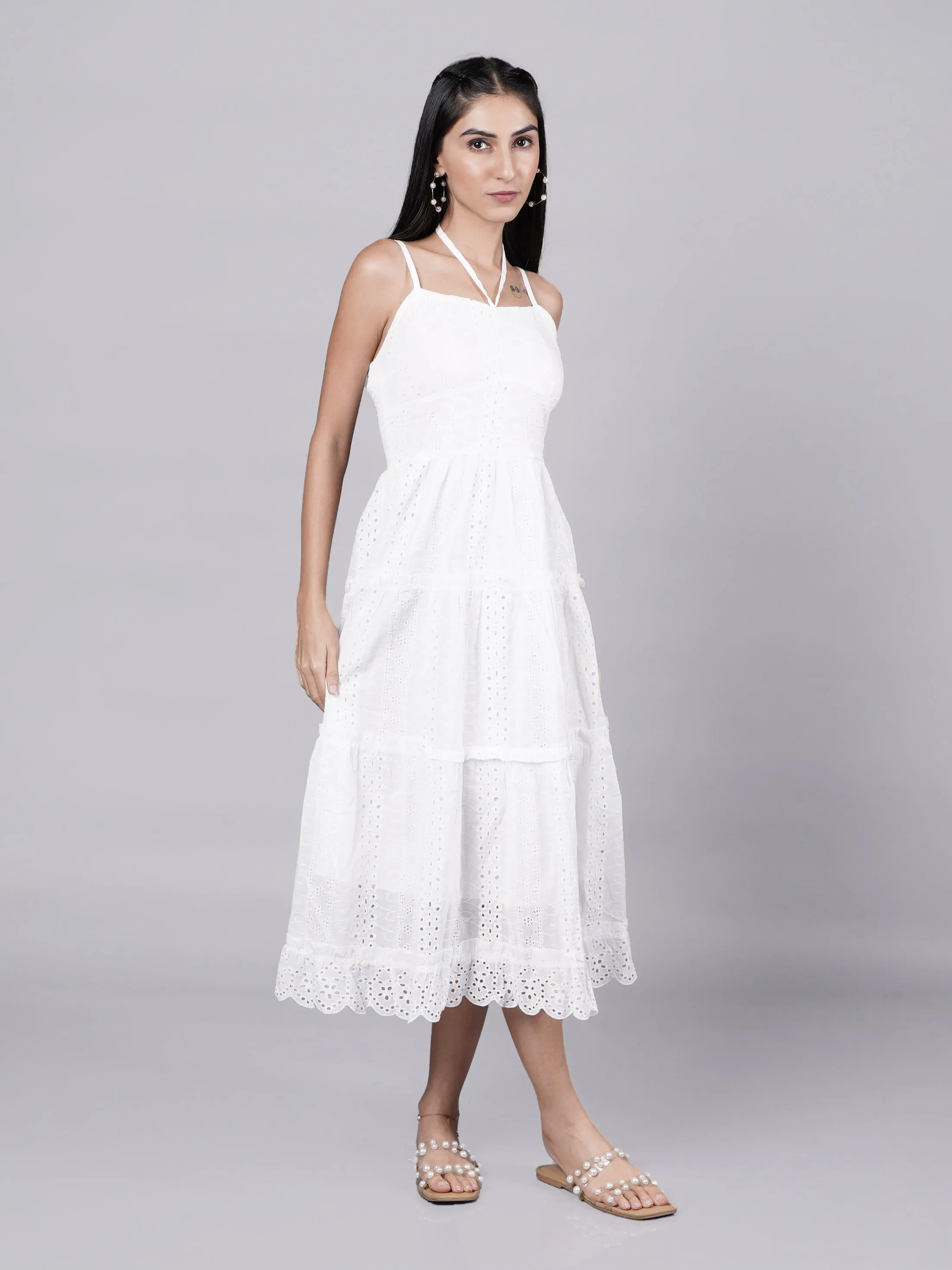 Vintage White Slip Dress With English Embroidery French Theory