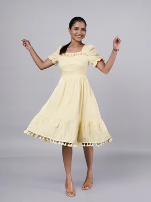 Vintage Yellow Boho A-Line Dress French Theory