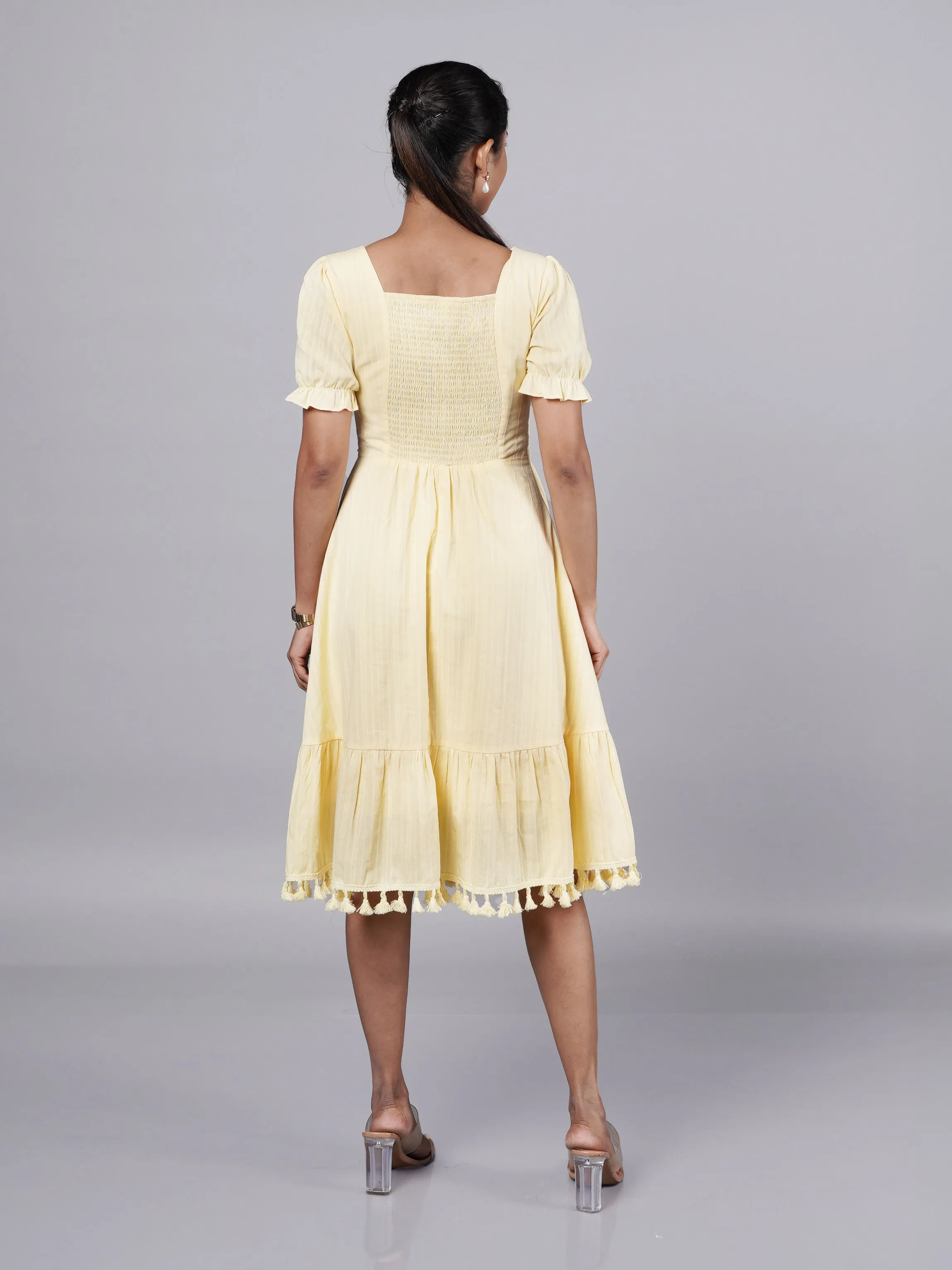 Vintage Yellow Boho A-Line Dress French Theory
