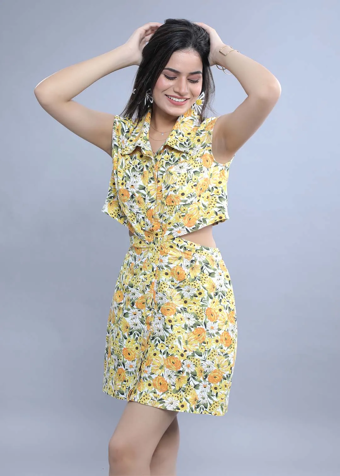 White Printed Women's Shift Dress French Theory