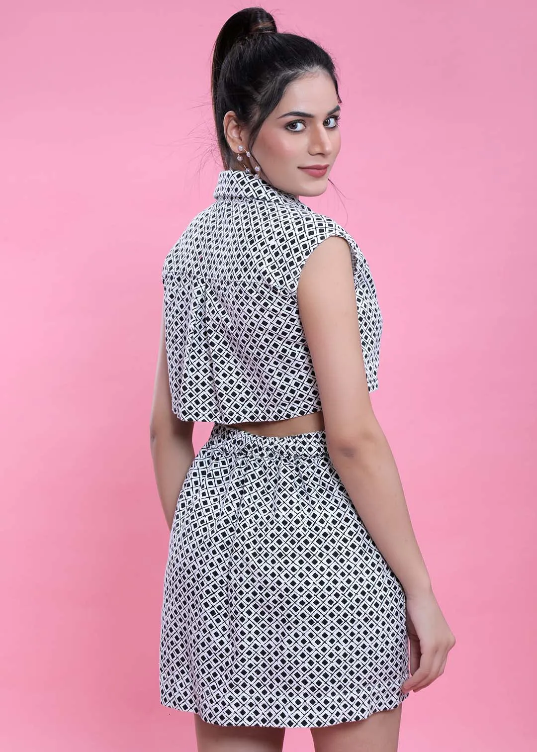 White Printed Women's Shift Dress French Theory