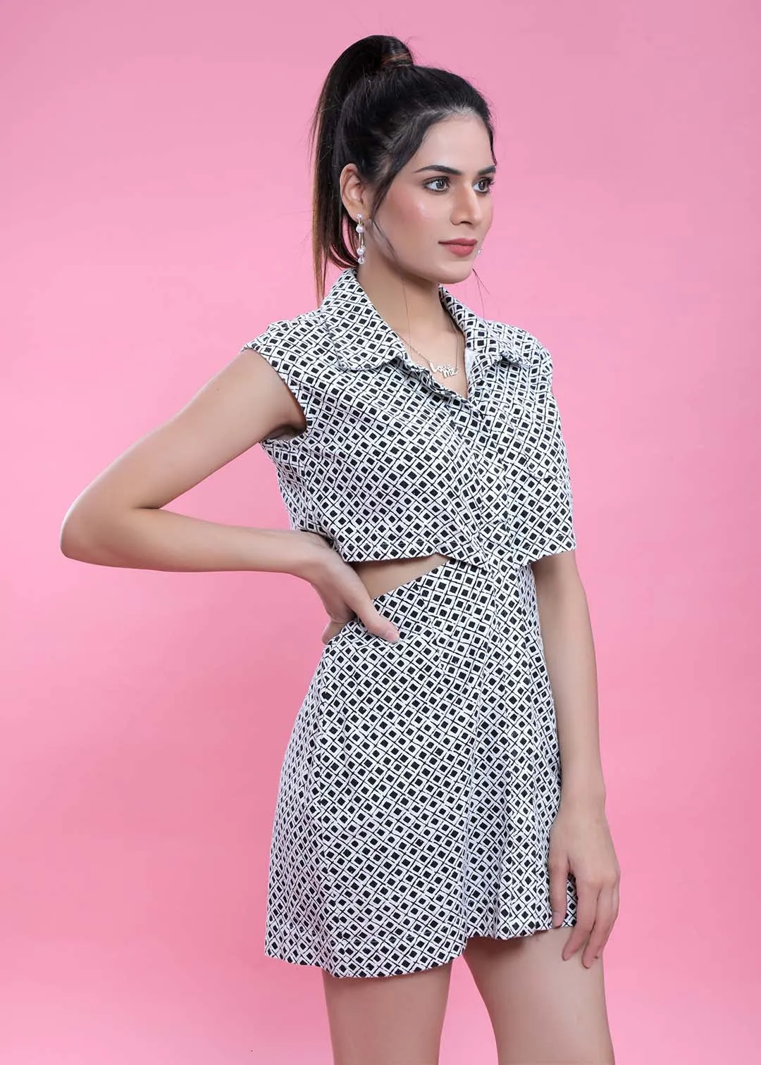 White Printed Women's Shift Dress French Theory