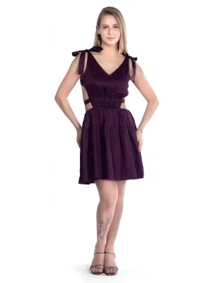 Wine Backless Satin Dress French Theory